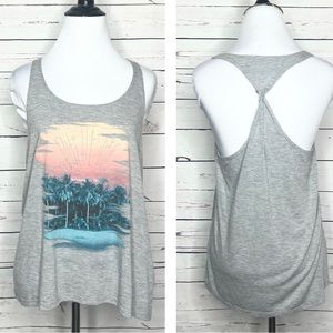 Volcom Stone Gray Sunset Twist Detail Racerback Tank Top Size Small